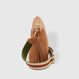 Kasey Crossbody Bag - Camel with Stripe Strap