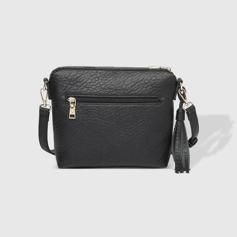 Kasey Textured Crossbody Bag With Logo Strap - Black