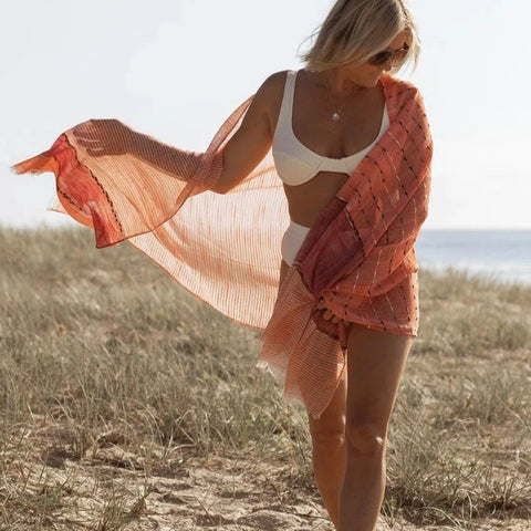 Lottie Sarong Scarf Coral White
