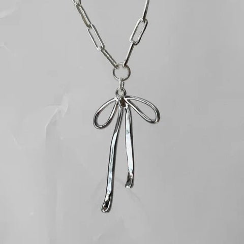 Bow & Anchor Necklace - Silver