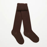 Merino Wool Tights Cable Textured - Cacao - Tall