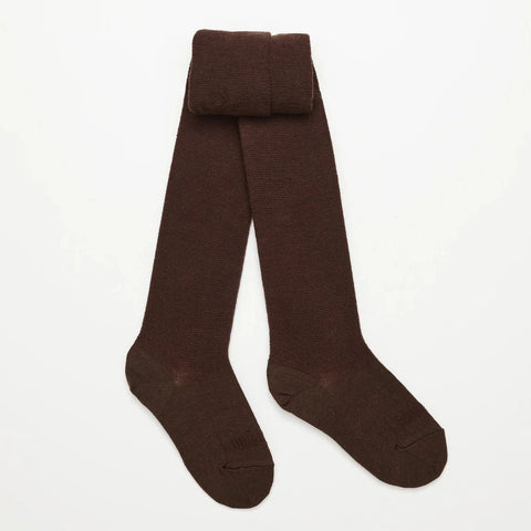 Merino Wool Tights Textured - Cacao - Extra Tall