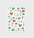 Father Rabbit Vintage vegetables Tea Towel