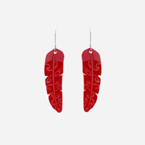 Te Raukura - Red/Large - Earrings