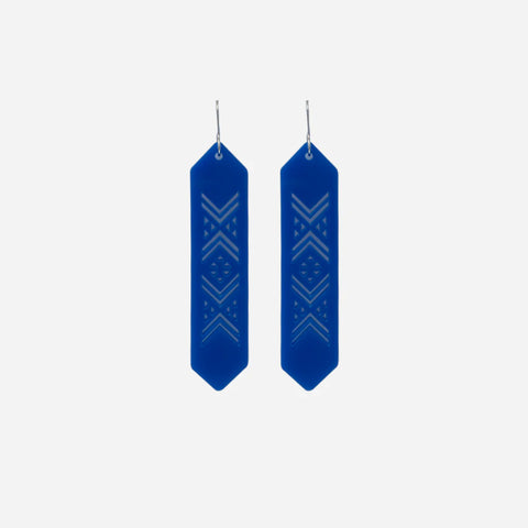 Tāniko Long Earrings - Blue