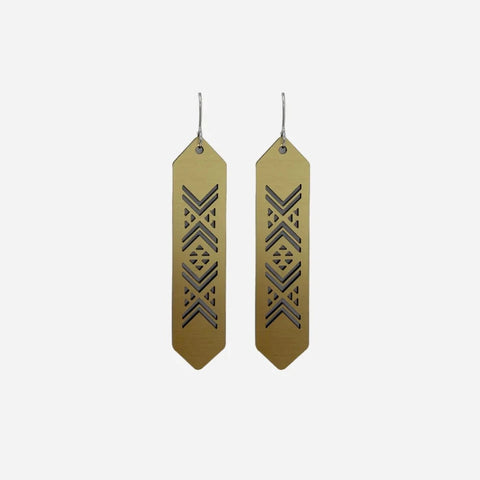 Tāniko Long Earrings - Gold