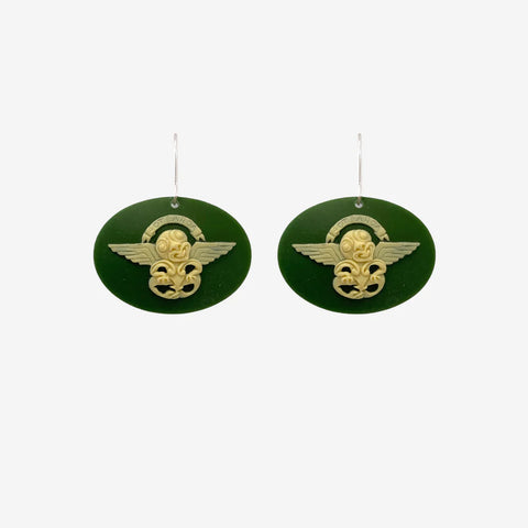 Flying Tiki Earrings - Green