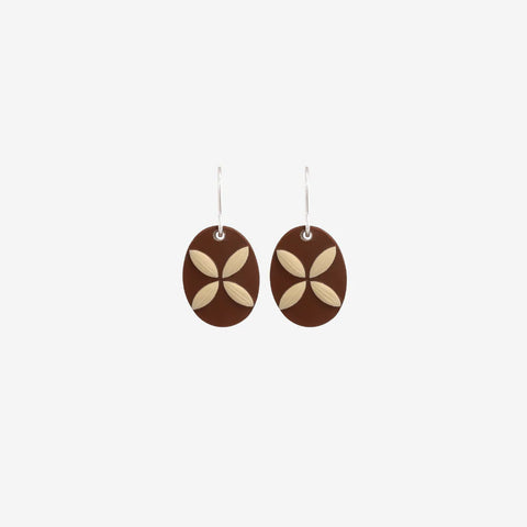 Tapa Flower Earrings - Brown