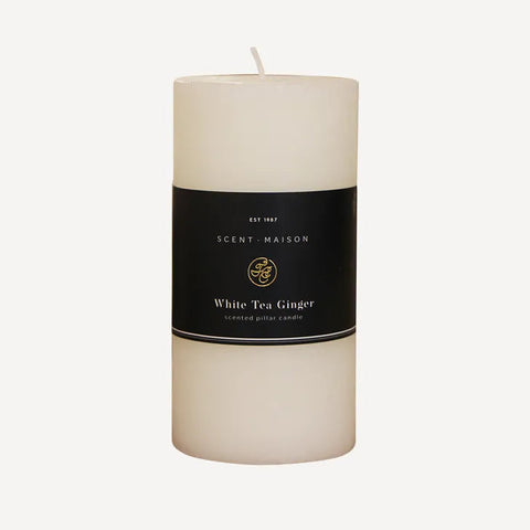 Maison Pillar Candle White Tea Ginger 3x6"