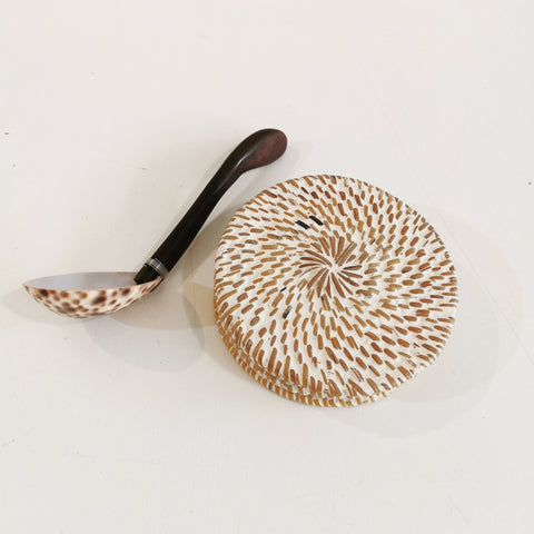 Set of 4 Whitewash Lombok Rattan Coasters