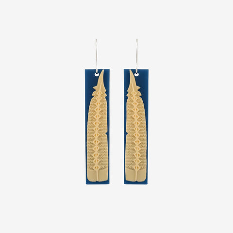Huia Feather Earrings - Blue