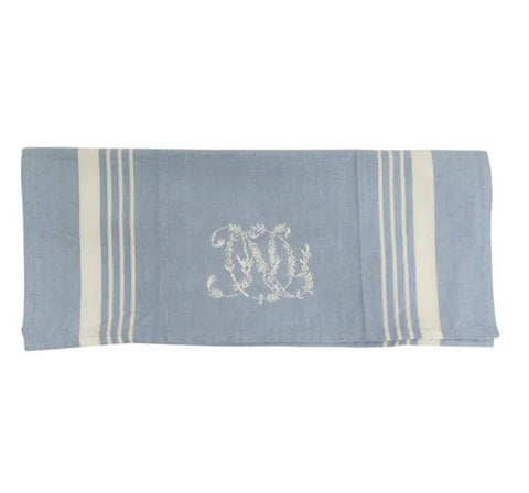 blue embroidered tea towel wairoa