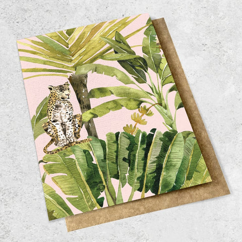 Tropical Leopard Vintage Botanical Card