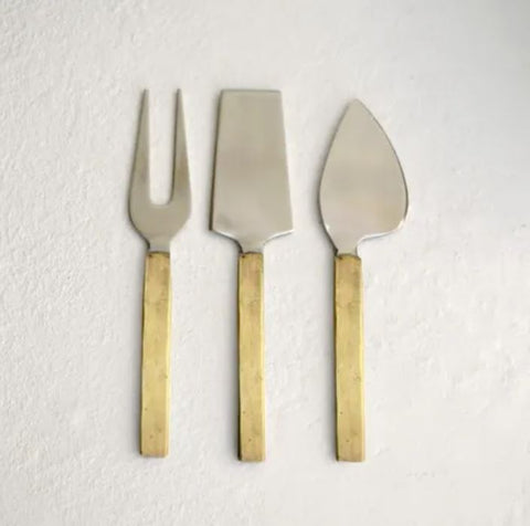 Forged Brass and Steel Cheese Set