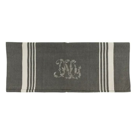 charcoal embroidered tea towel