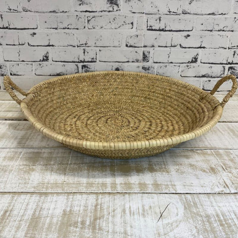 Shallow Woven Basket With Handles